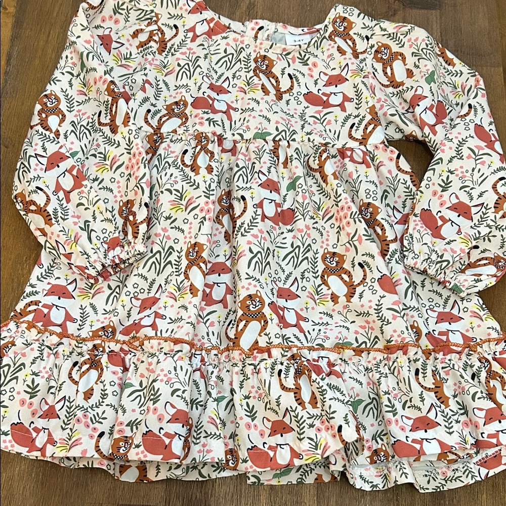 Adorable Fox and Tiger Print Dress